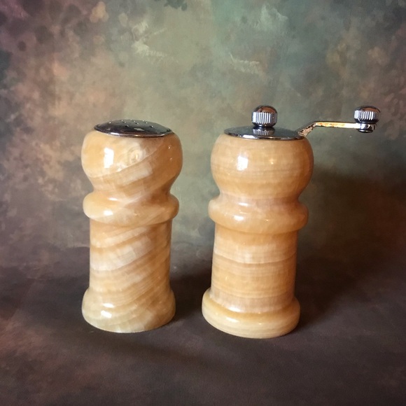 Yellow Onyx Marble Salt Shaker and Pepper Grinder Set